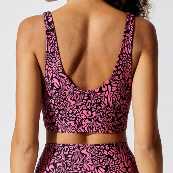 CARBON38 SET Electric Pink Swirly Leopard Print Leggings & Sports Bra~ Med, NWOT - Picture 4 of 14